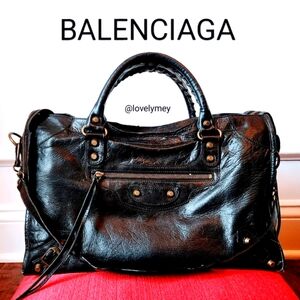 Balenciaga Leather Black Classic Purse Hand Bag Satchel